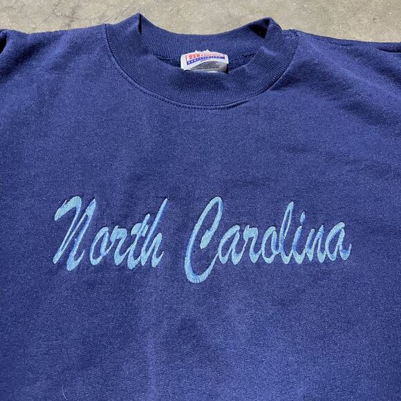 Vintage 90s North Carolina Blue Embroidered Sweatshirt - Picture 2 of 4